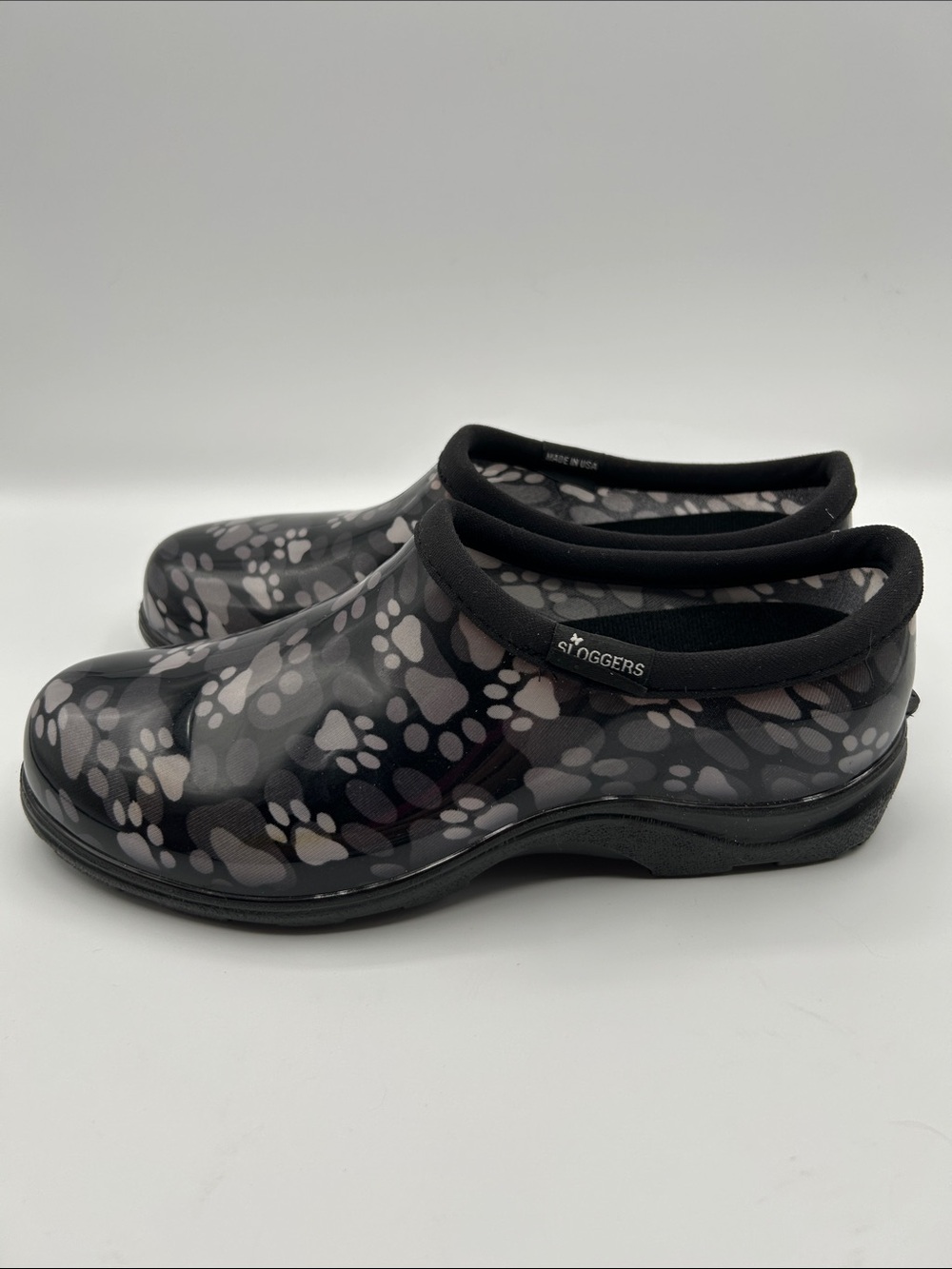 Sloggers Gray and Black Paw Print Sip On Garden Shoes - Picture 4 of 15